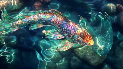 Radiant Koi: A Vivid Underwater Tapestry - Powered by Adobe