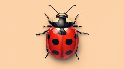 Fototapeta premium Ladybug, Top View, Beige Background