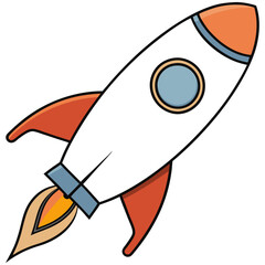 Cartoon rocket blasting off illustration  
