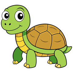 Obraz premium Happy green turtle cartoon illustration 