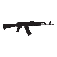 Fototapeta premium Military assault rifle silhouette vector illustration isolated on white background
