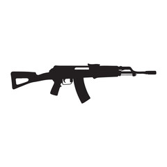 Fototapeta premium Military assault rifle silhouette vector illustration isolated on white background
