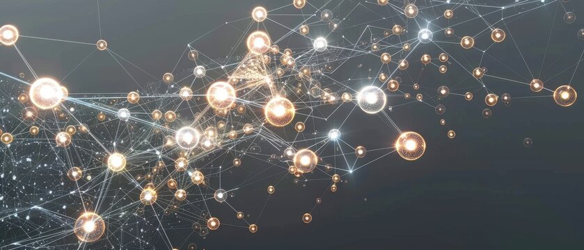 Luminous spheres as people in a dynamic graph database, connected by edges representing relationships in a social network.