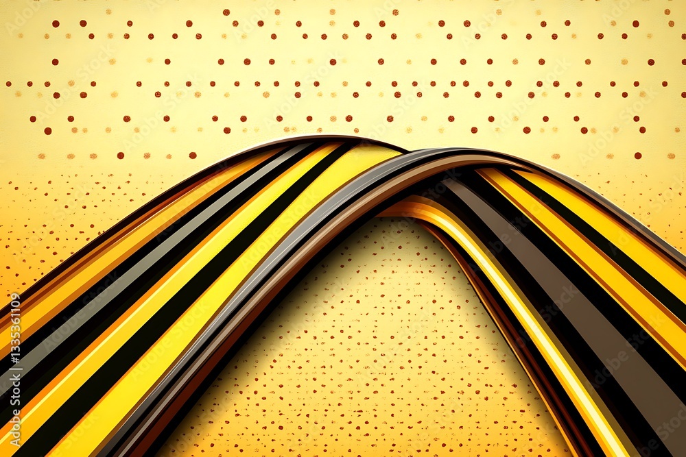 Aufkleber Abstract background with golden dots and dynamic wavy lines structure