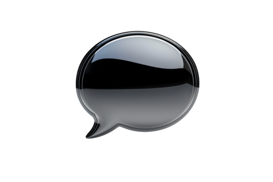 Shiny Speech Bubble Icon with Gradient Reflections for Communication Design