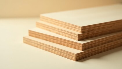 Stacked light plywood boards, showing wood grain , natural, texture
