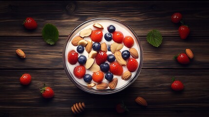 Healthy Breakfast Bowl with Berries and Almonds