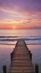 Obraz premium wooden footbridge on the beach