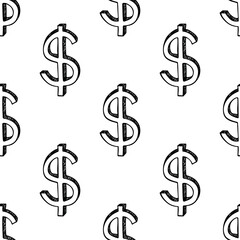 Seamless pattern with dollar currency symbol for decorative print, wrapping paper, greeting cards, wallpaper and fabric