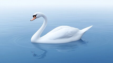 Elegant swan glides on tranquil water