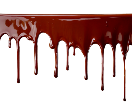 smooth, elegant straight line of rich dripping chocolate running along the top edge, serving as a decorative element, isolated on a clean white background, ideal for food advertisements, dessert brand