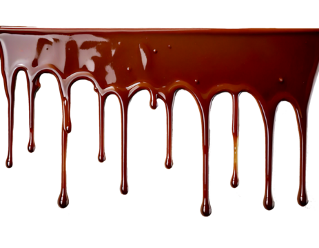 smooth, elegant straight line of rich dripping chocolate running along the top edge, serving as a decorative element, isolated on a clean white background, ideal for food advertisements, dessert brand