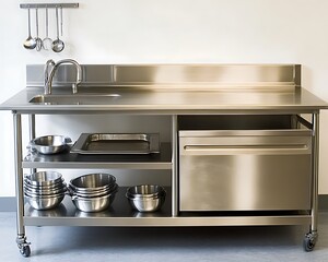Stainless steel kitchen prep table