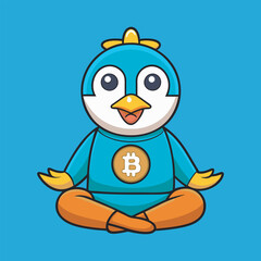 Bitcoin Yoga duck vector art Illustration 