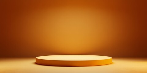 Empty,  warm-toned,  round display podium