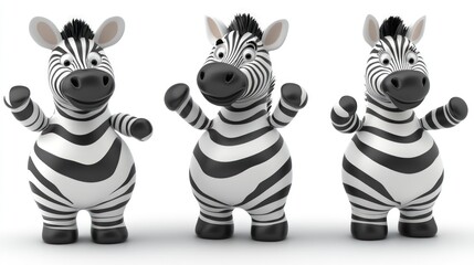 Three cartoon zebras waving