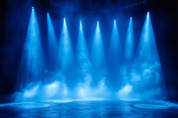 Blue Stage Lighting With Spotlight Beams