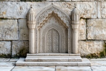 Fototapeta premium An ornate stone archway and doorway framed with columns and steps