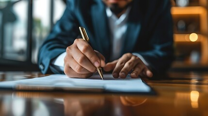 Real estate agent talked about the terms of the home purchase agreement and asked the customer to sign the documents to make the contract legally, Home sales and home insurance concept.