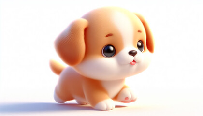 3D funny baby puppy cartoon illustration