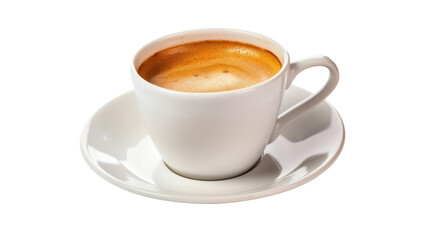 Fototapeta premium White coffee cup filled with espresso on transparent background