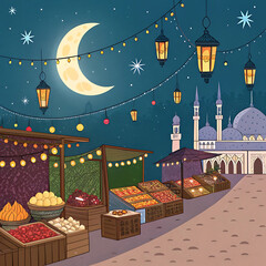 ramadan night in the town