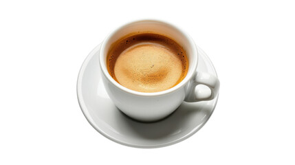 Fototapeta premium White coffee cup filled with espresso on transparent background