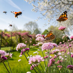 butterfly on a flower in spring