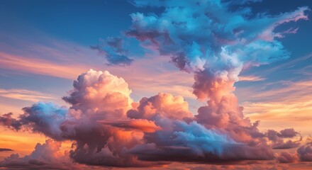 Naklejka premium Cloudscapes dreamy, abstract, watercolor, minimalist. Artistic skies for creative projects Ethereal Clouds painterly, serene, atmospheric Fine art cloud imagery