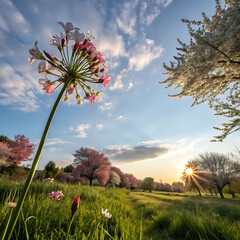 spring morning with nice flower 