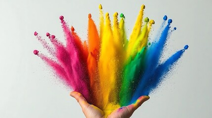 Colorful powder explosion from hand.