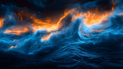 Fototapeta premium A dramatic mix of fire and smoke against a dark backdrop.