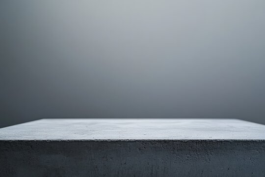 A concrete block countertop against a gradient gray background