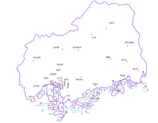 広島県　地図　白　斑点　イラスト