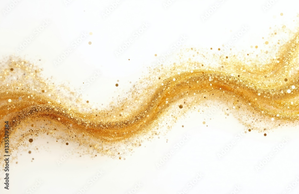 Aufkleber golden glitter with shiny particles on white background. luxury shimmering abstract design with brig