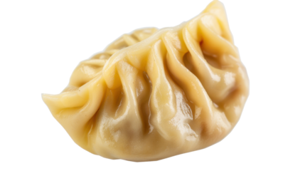Steamed dumpling isolated on transparent background, ready to be cooked