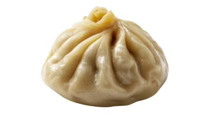 Steamed dumpling isolated on transparent background, ready to eat