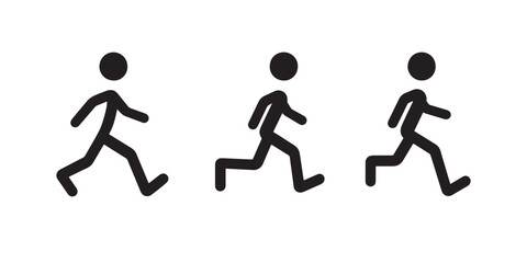 Stick figures running animation sequence vector illustration for sports and fitness content design use