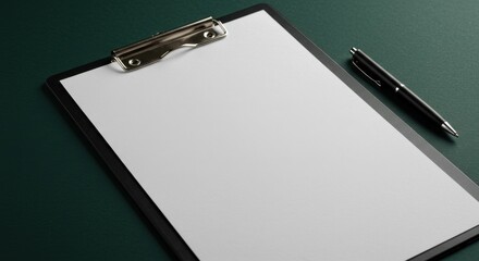 Blank A4 Paper on Clipboard with Pen
