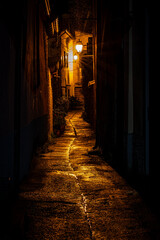 dark street in italian ancient village, Tuscany