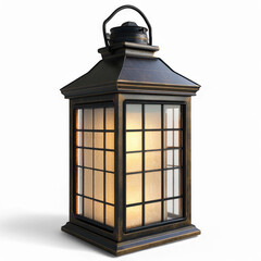 A classic black lantern with soft lighting, ideal for creating a cozy atmosphere	