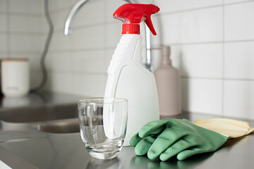 cleaning the kitchen