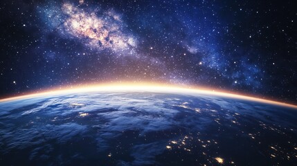 The Earths Atmosphere Interfacing Beautifully With The Milky Way Galaxy