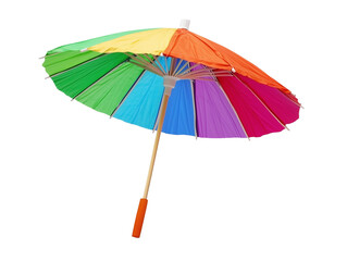 Obraz premium Colorful cocktail umbrella isolated against a transparent background for festive drinks and summer vibes
