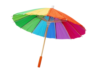 Colorful cocktail umbrella isolated against a transparent background for festive drinks and summer vibes