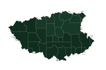 Obraz premium A high-quality, minimalist map of Germany featuring a clean green silhouette set against a white background. The state borders are finely outlined, offering a clear representation of the federal state