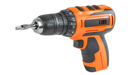 Orange Cordless Electric Drill with Adjustable Torque Settings