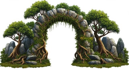 Fototapeta premium Enchanted Garden Archway of Rocks and Trees