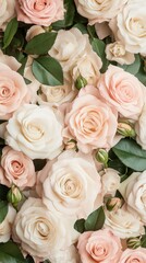 Obraz premium Beautiful arrangement of pastel roses with greenery
