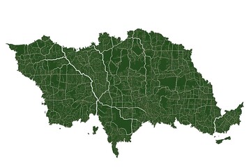 Obraz premium A high-quality, minimalist map of Germany featuring a clean green silhouette set against a white background